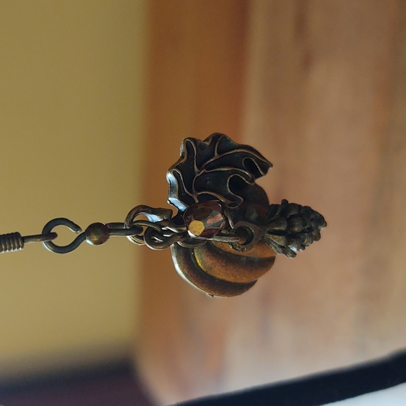 Fall Pumpkin Drop Earrings - Picture 2 of 2